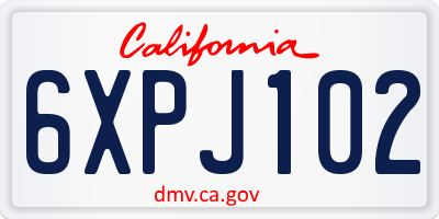 CA license plate 6XPJ102