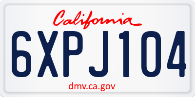 CA license plate 6XPJ104