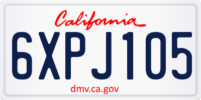 CA license plate 6XPJ105