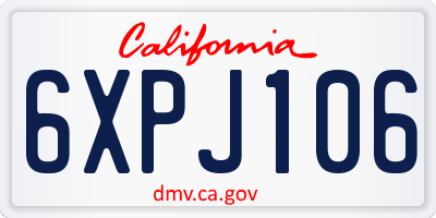 CA license plate 6XPJ106