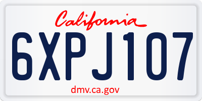 CA license plate 6XPJ107