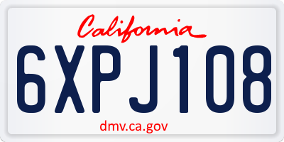 CA license plate 6XPJ108