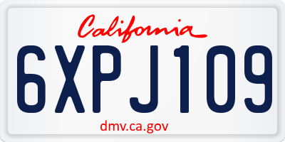 CA license plate 6XPJ109