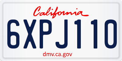 CA license plate 6XPJ110