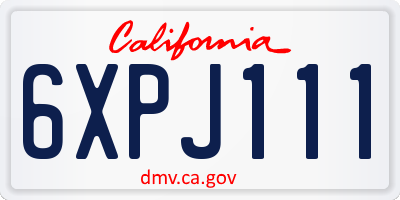 CA license plate 6XPJ111