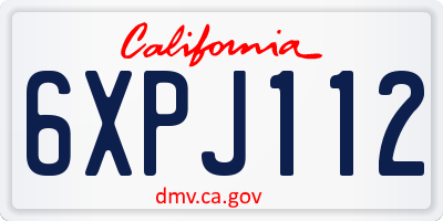 CA license plate 6XPJ112