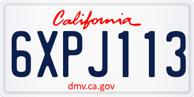 CA license plate 6XPJ113