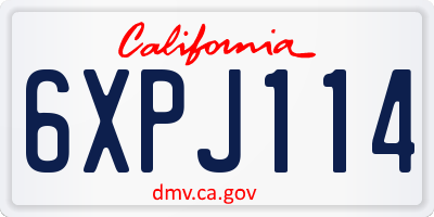 CA license plate 6XPJ114