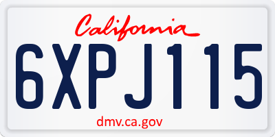 CA license plate 6XPJ115