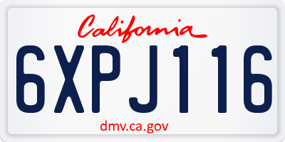 CA license plate 6XPJ116