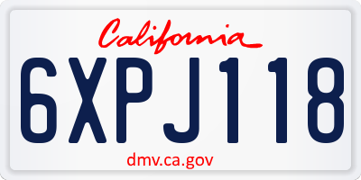 CA license plate 6XPJ118