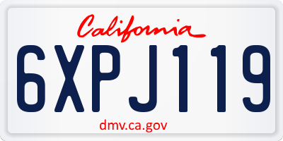 CA license plate 6XPJ119