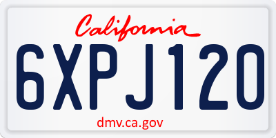 CA license plate 6XPJ120