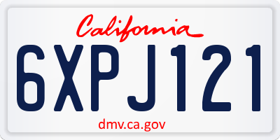 CA license plate 6XPJ121