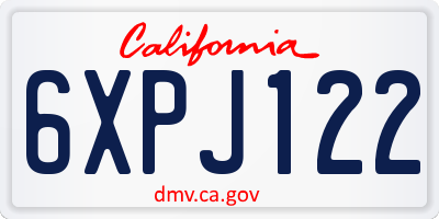 CA license plate 6XPJ122