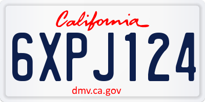 CA license plate 6XPJ124