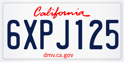 CA license plate 6XPJ125