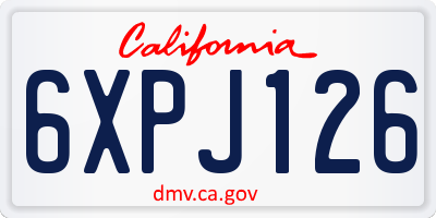 CA license plate 6XPJ126