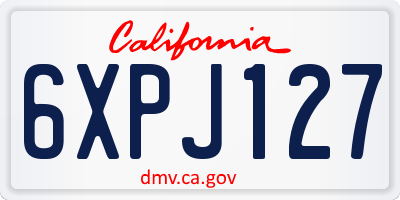 CA license plate 6XPJ127