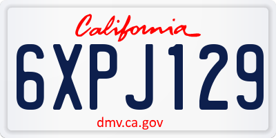 CA license plate 6XPJ129
