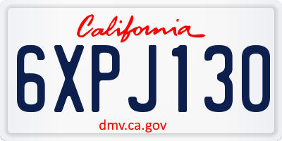 CA license plate 6XPJ130