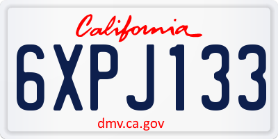 CA license plate 6XPJ133