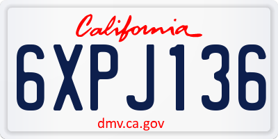 CA license plate 6XPJ136