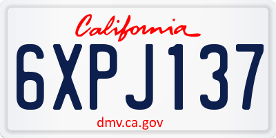 CA license plate 6XPJ137
