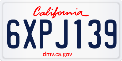 CA license plate 6XPJ139