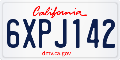 CA license plate 6XPJ142