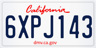 CA license plate 6XPJ143