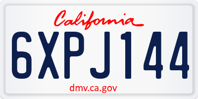CA license plate 6XPJ144