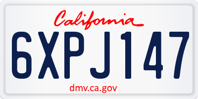 CA license plate 6XPJ147