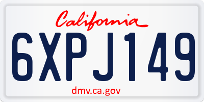CA license plate 6XPJ149