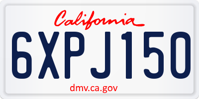 CA license plate 6XPJ150