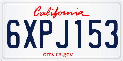 CA license plate 6XPJ153