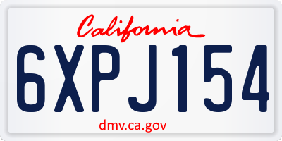 CA license plate 6XPJ154