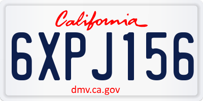 CA license plate 6XPJ156