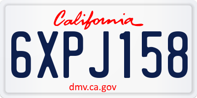 CA license plate 6XPJ158