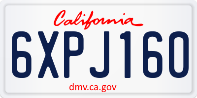 CA license plate 6XPJ160