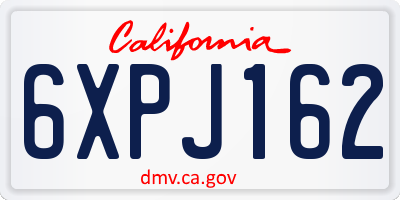 CA license plate 6XPJ162