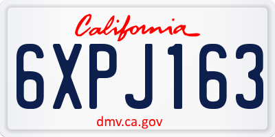 CA license plate 6XPJ163