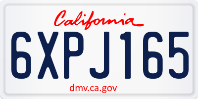 CA license plate 6XPJ165