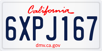 CA license plate 6XPJ167