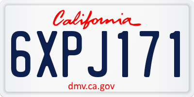 CA license plate 6XPJ171