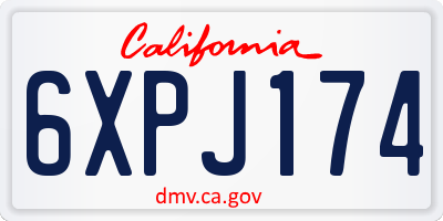 CA license plate 6XPJ174