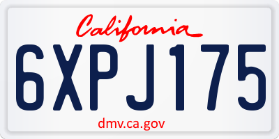 CA license plate 6XPJ175