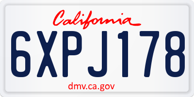 CA license plate 6XPJ178
