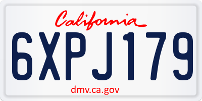 CA license plate 6XPJ179