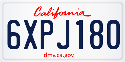 CA license plate 6XPJ180